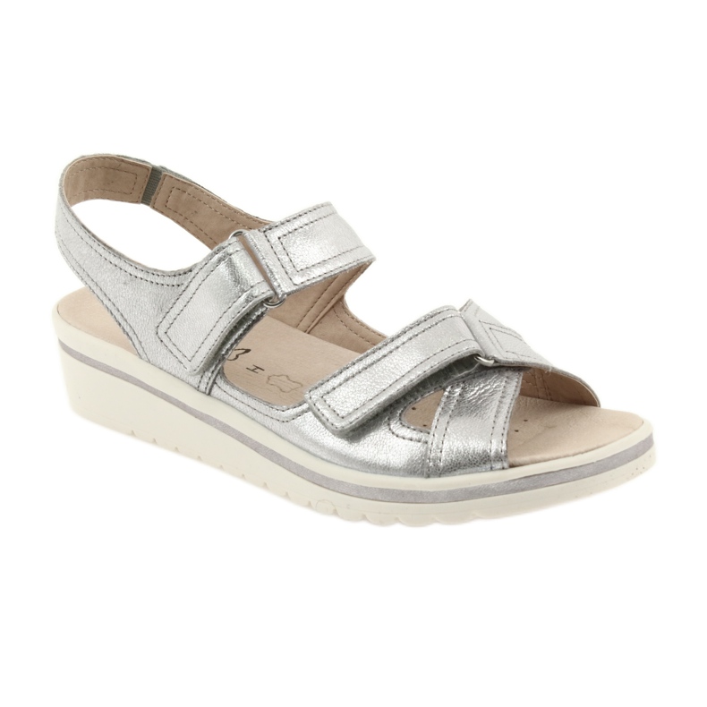 Caprice Sandalen Damen Leder Silber Schuhe grau 1