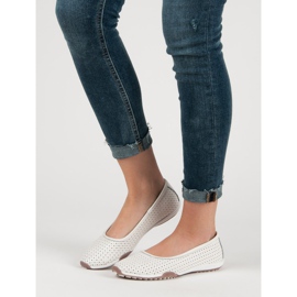 Filippo Durchbrochene Lederballerinas weiß 1