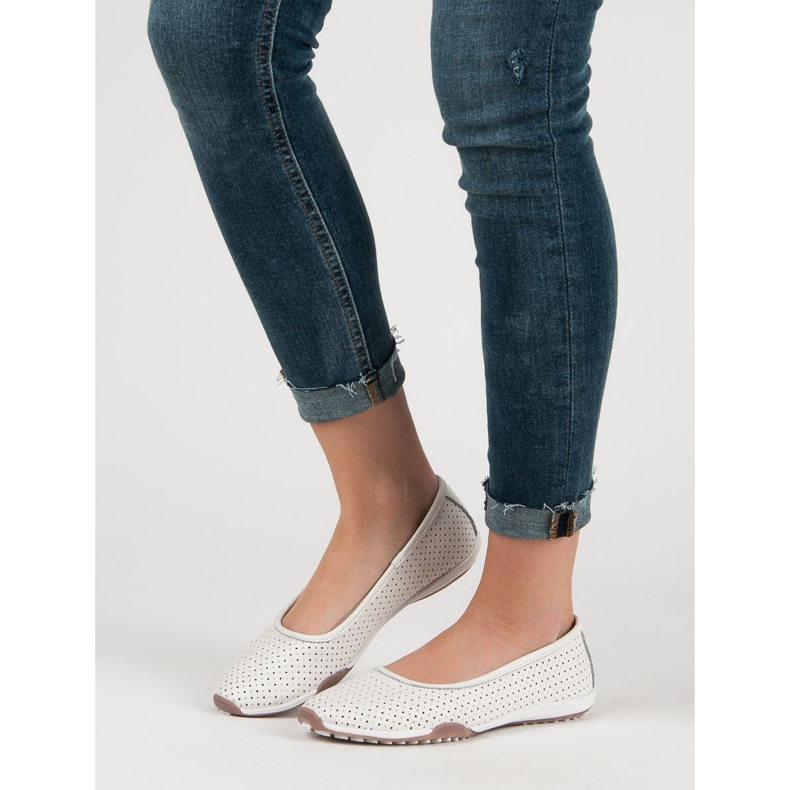Filippo Durchbrochene Lederballerinas weiß 1