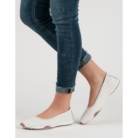 Filippo Durchbrochene Lederballerinas weiß 2