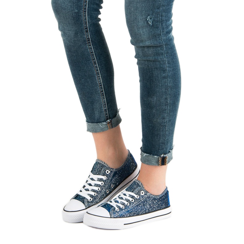 Marineblaue Sneaker mit Glitzer 1