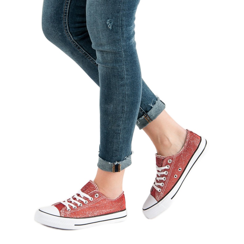 Rote Sneaker mit Glitzer mehrfarbig 1