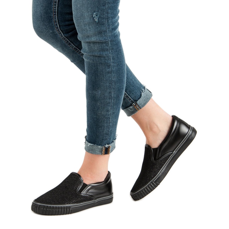Muto Schwarze Slip-On-Sneakers 2