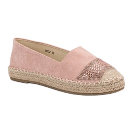 Small Swan Wildleder-Espadrilles mit Kristallen rosa 1