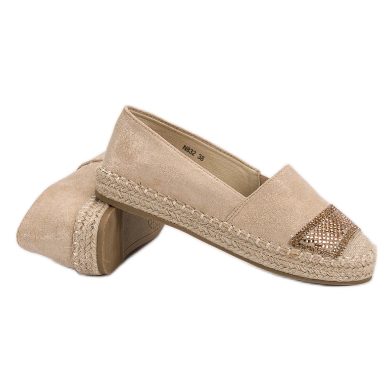 Small Swan Wildleder-Espadrilles mit Kristallen braun 1