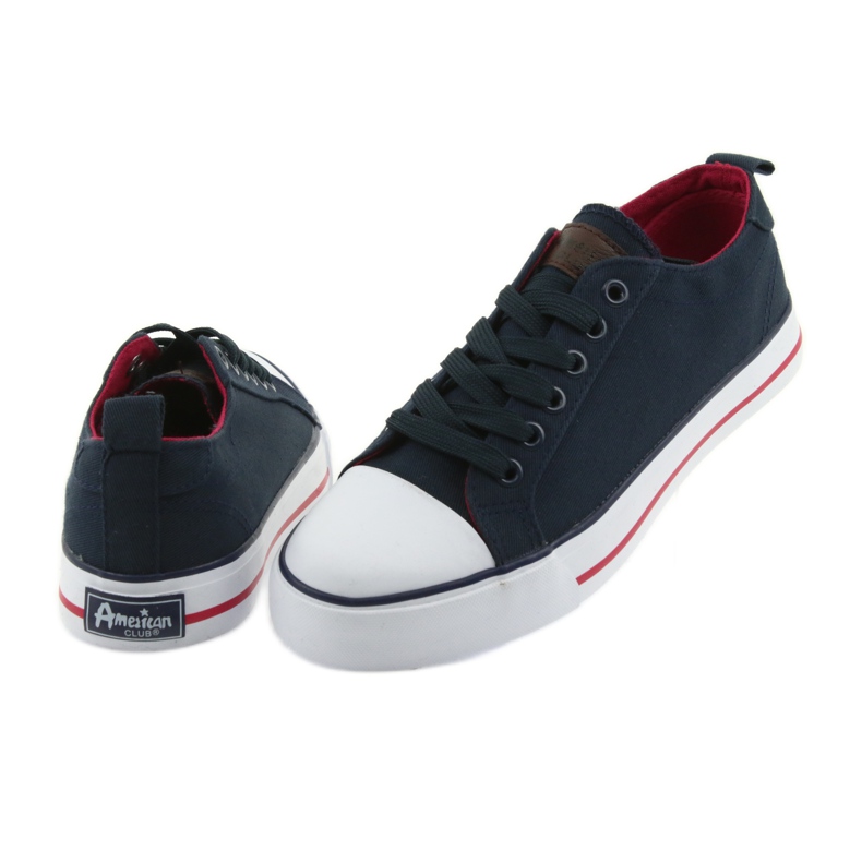 American Club marineblaue Sneakers mit Schnürung rot 4