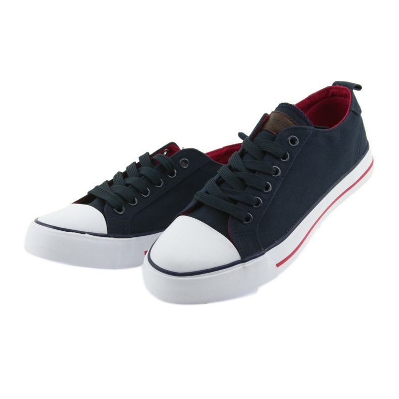 American Club marineblaue Sneakers mit Schnürung rot 3