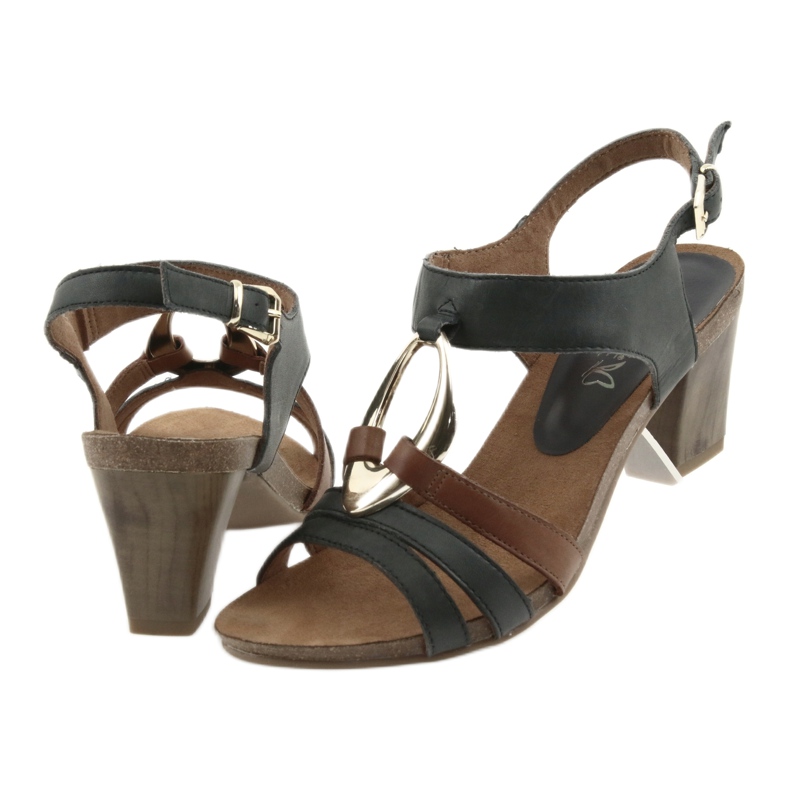 Caprice Damensandalen golden oval braun gelb navy blau 4