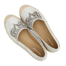 Silberne Espadrilles mit Krone, H-6558 Silber grau 1