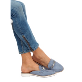 F9375 Blaue Hausschuhe Mokassins 1