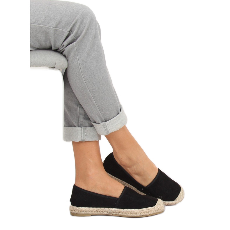 AF40 Schwarze schwarze Wildleder-Espadrilles 1
