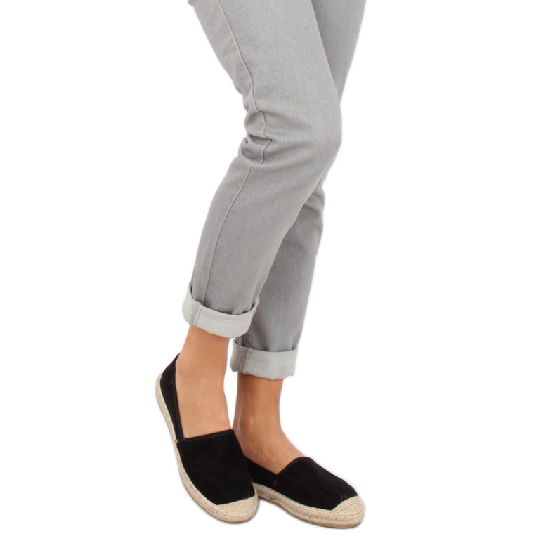 AF40 Schwarze schwarze Wildleder-Espadrilles 2