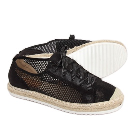 Schwarze Espadrilles mit Schnürung B752S-BL Schwarz 2