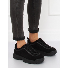 Schwarz 81016 Schwarze Wildleder-Sportschuhe 1