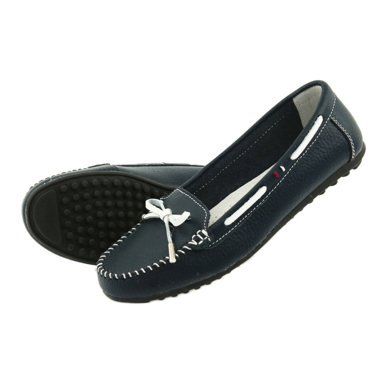 Damen Leder Slipper Filippo 141 marineblau weiß 5