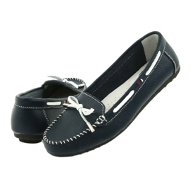 Damen Leder Slipper Filippo 141 marineblau weiß 4