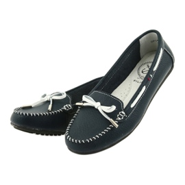 Damen Leder Slipper Filippo 141 marineblau weiß 3