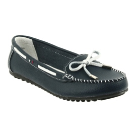 Damen Leder Slipper Filippo 141 marineblau weiß 1
