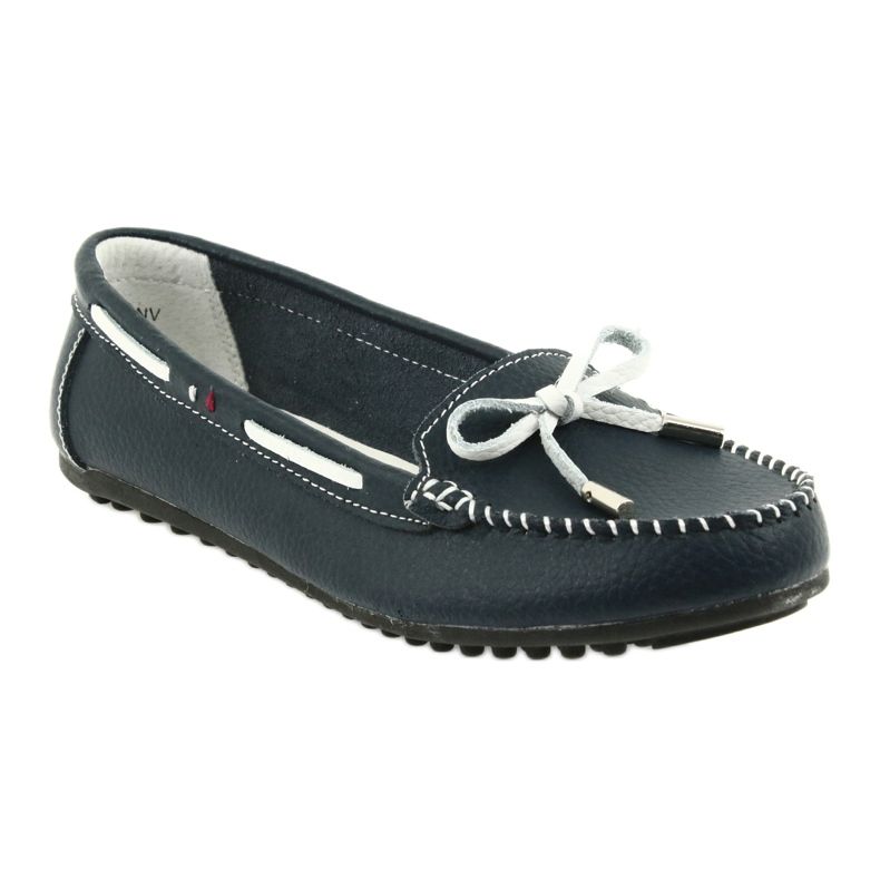 Damen Leder Slipper Filippo 141 marineblau weiß 1
