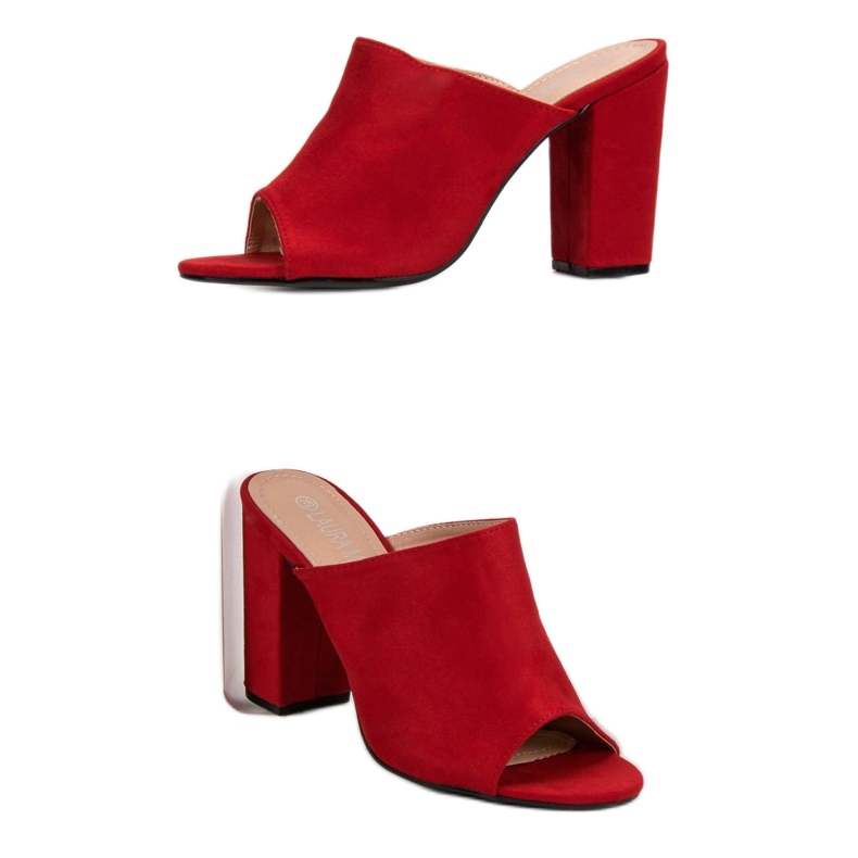 Laura Mode Wildleder Hausschuhe auf einer Bar rot 2