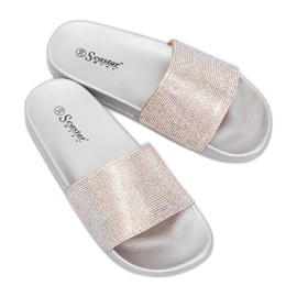 Silberne Pantoffeln mit Zirkonia BG21P Silber grau 1