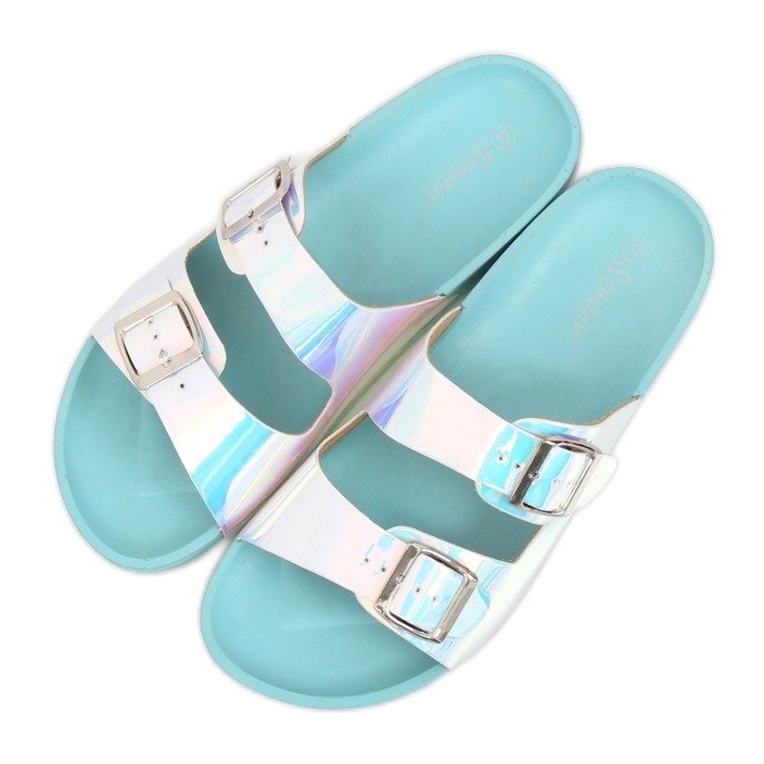 Blaue BG28P Blaue Petrol-Hausschuhe 2