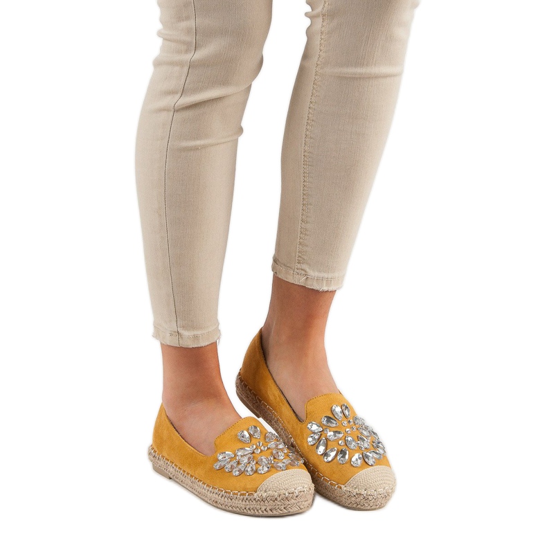 Small Swan Wildleder-Espadrilles mit Ornamenten gelb 1