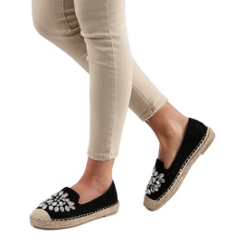Small Swan Wildleder-Espadrilles mit Ornamenten schwarz 2