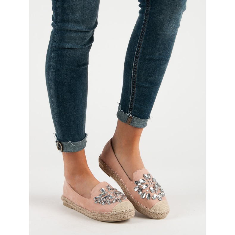 Small Swan Wildleder-Espadrilles mit Ornamenten rosa 1