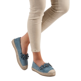 Espadrilles mit Blumen blau 1