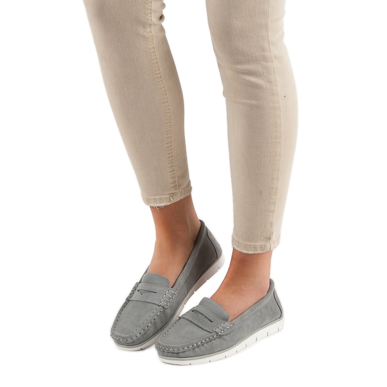 VINCEZA Lederslipper grau 1