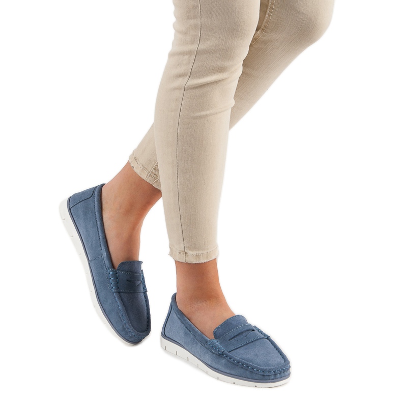 VINCEZA Lederslipper blau 2
