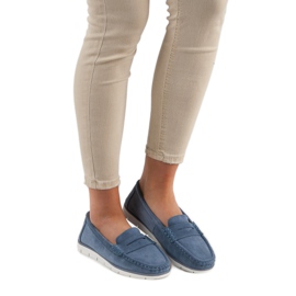 VINCEZA Lederslipper blau 1