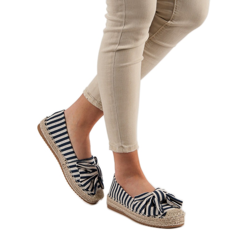Gestreifte Espadrilles braun blau marineblau 2