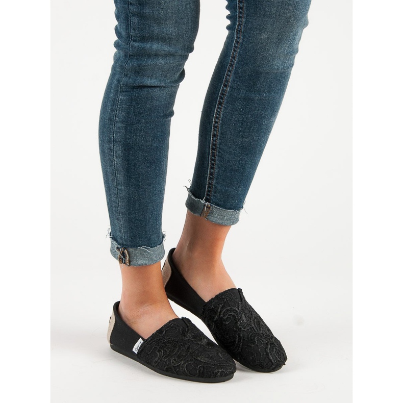 L. Day Slipons mit Muster schwarz 1