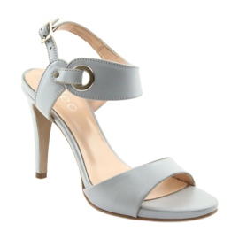 Ledersandalen auf Anstecknadel Edeo 3208 grau 1