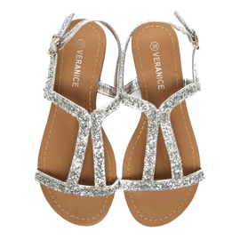 VERANICE Flache Glitzer-Sandalen grau 1