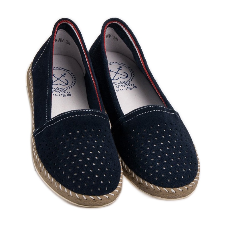 Filippo Marineblaue Espadrilles aus Leder 2