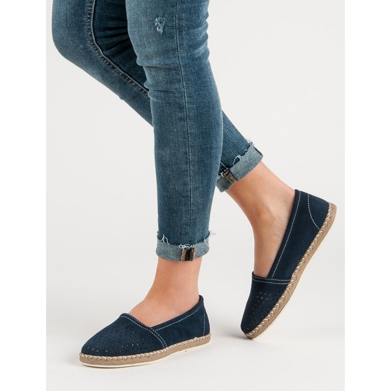 Filippo Marineblaue Espadrilles aus Leder 1