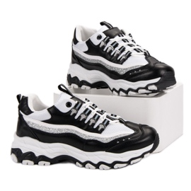 Sneakers mit Glitzer weiß schwarz 2