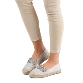 Espadrilles mit Blumen grau 2