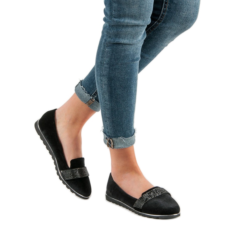 Ballerinas aus Velours schwarz 1