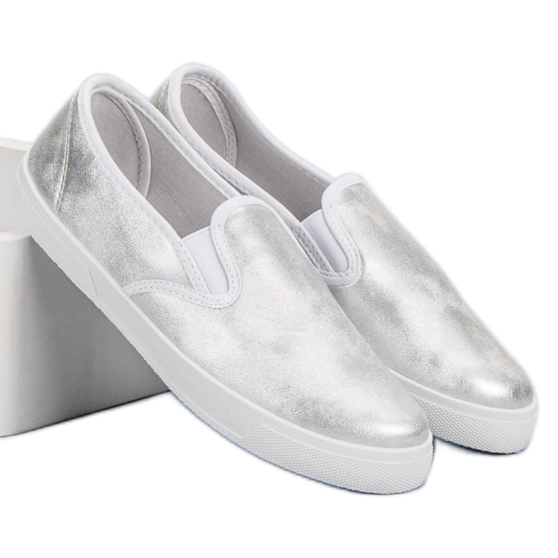 Silberne Slipons grau 2