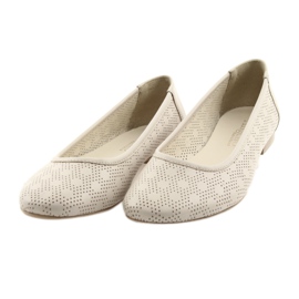 Beige Ballerinas für Damen aus Leder Angello 1780 3