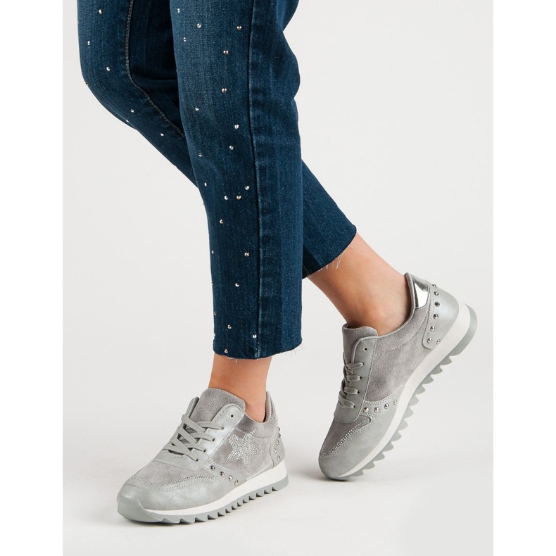 Sportschuhe mit Kristallen grau 2