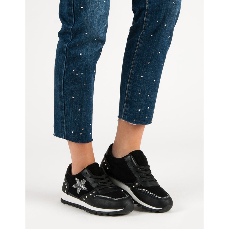 Sportschuhe mit Kristallen schwarz 1