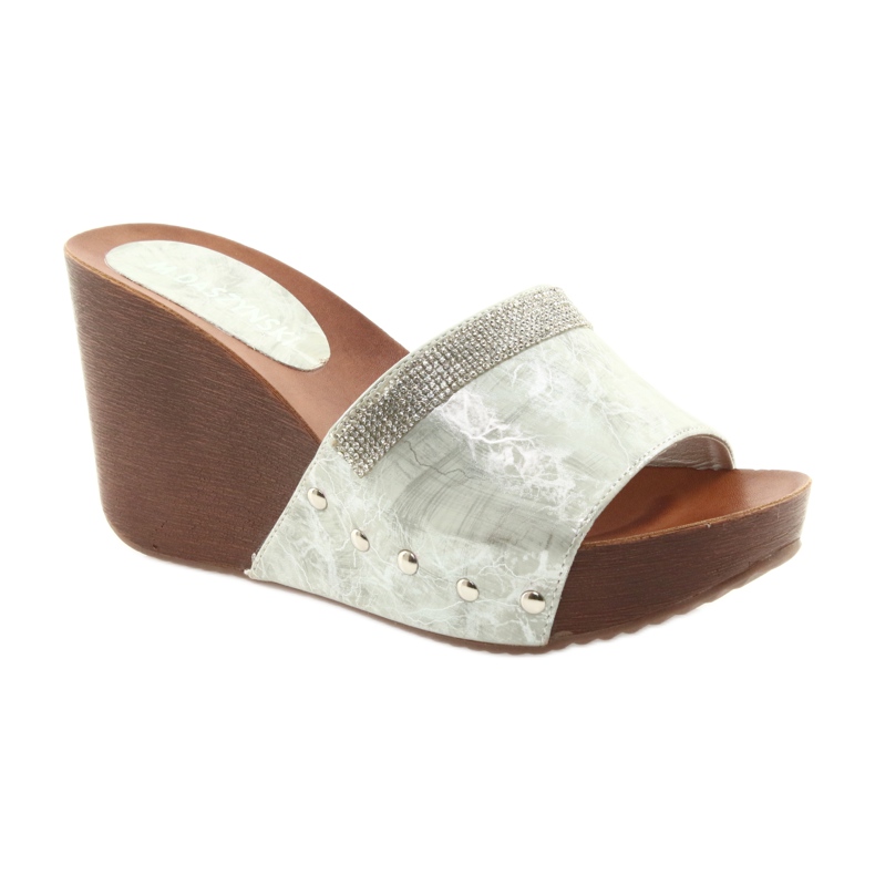 M.Daszyński Daszyński AM43 Keilpantoffeln mit Zirkonia grau 1