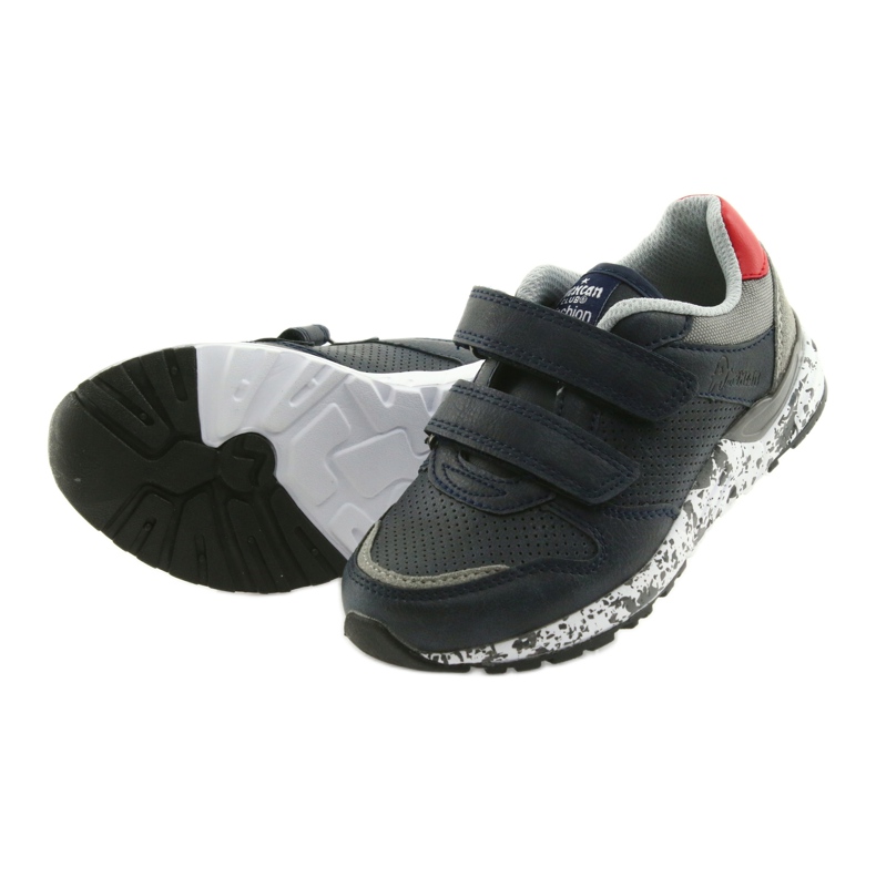 American Club Sportschuhe, Ledereinsatz BS11 05 grau rot marineblau 5