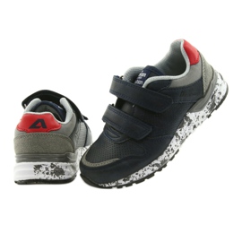 American Club Sportschuhe, Ledereinsatz BS11 05 grau rot marineblau 4