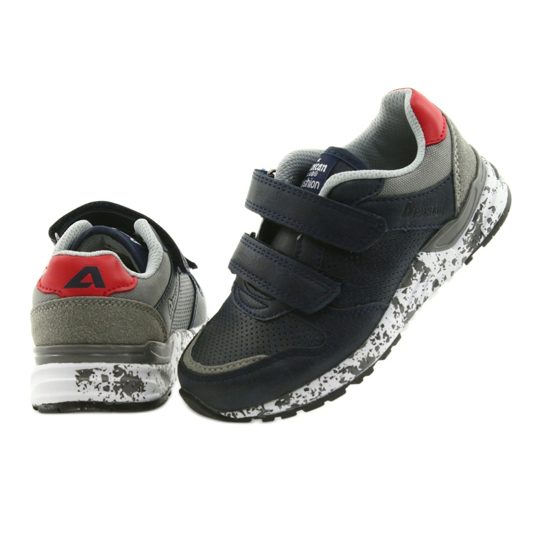 American Club Sportschuhe, Ledereinsatz BS11 05 grau rot marineblau 4